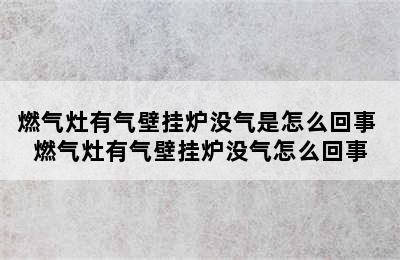 燃气灶有气壁挂炉没气是怎么回事 燃气灶有气壁挂炉没气怎么回事